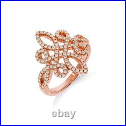 Micro Pave Rose Coated Fancy Cubic Zirconia Ring Sterling Silver