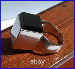 Mid Century Modern 1960's Joachim S'Paliu Cubic Onyx Sterling Silver Ring Sz 6.5