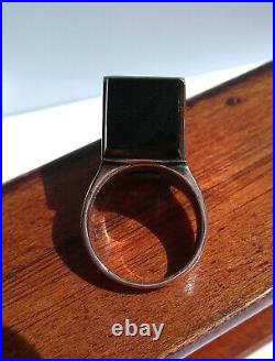 Mid Century Modern 1960's Joachim S'Paliu Cubic Onyx Sterling Silver Ring Sz 6.5