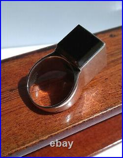 Mid Century Modern 1960's Joachim S'Paliu Cubic Onyx Sterling Silver Ring Sz 6.5