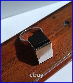 Mid Century Modern 1960's Joachim S'Paliu Cubic Onyx Sterling Silver Ring Sz 6.5