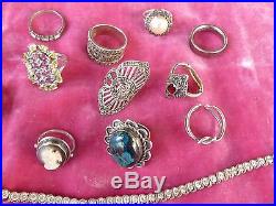 Mixed Lot Of Sterling Silver Jewelry With Cubics, Marcasites And Cameos