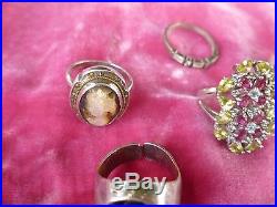 Mixed Lot Of Sterling Silver Jewelry With Cubics, Marcasites And Cameos