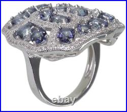 Mystic Quartz Gemstone Cubic Zirconia Cluster Cocktail Sterling Silver 925 Ring