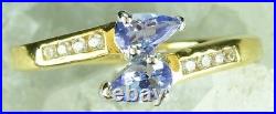 NEW 9CT Plated Solid 925 Sterling Silver Blue & Clear Cubic Zirconia Ring Sz M-P