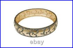 NEW Bologna-Black Gold & Sparkle-Oval bangle Sterling Silver-18K gold plate-cz