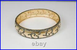 NEW Bologna-Black Gold & Sparkle-Oval bangle Sterling Silver-18K gold plate-cz