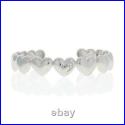 NEW Round Cut Cubic Zirconia-Accented Heart Bracelet 7 1/4 Sterling Silver Cuff
