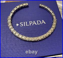 NEW Silpada Sterling Silver Flexible Cuff Cubic Zirconia Bracelet B2094