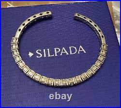 NEW Silpada Sterling Silver Flexible Cuff Cubic Zirconia Bracelet B2094