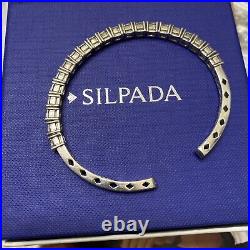 NEW Silpada Sterling Silver Flexible Cuff Cubic Zirconia Bracelet B2094