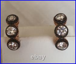 NEW Sterling Silver Rose Gold Plated Cubic Zirconia Earrings 925