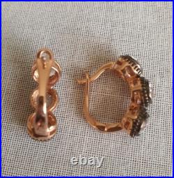 NEW Sterling Silver Rose Gold Plated Cubic Zirconia Earrings 925