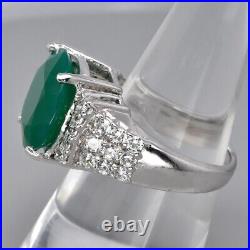 Natural Chalcedony Cubic Zirconia Fashion Ring 3.35ct in 925 Sterling Silver