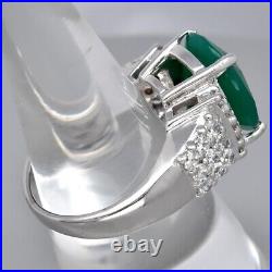 Natural Chalcedony Cubic Zirconia Fashion Ring 3.35ct in 925 Sterling Silver