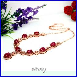 Natural Pink Ruby & White Cz Necklace 19 925 Silver Sterling