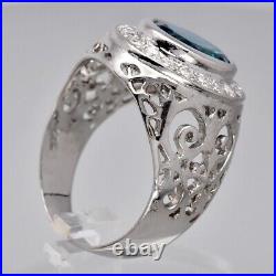 Natural Topaz Cubic Zirconia Ring 3.20ct in 925 Sterling Silver