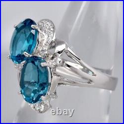 Natural Topaz Cubic Zirconia Ring 6.15ct t. W 2pcs in 925 Sterling Silver