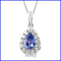 Necklace Pendant 925 Silver Tanzanite Cubic Zirconia Ct 1.8