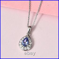 Necklace Pendant 925 Silver Tanzanite Cubic Zirconia Ct 1.8