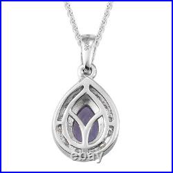 Necklace Pendant 925 Silver Tanzanite Cubic Zirconia Ct 1.8