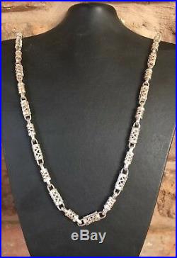 New 925 Hallmarked Sterling Silver 65 Grams 28 Inch Cubic Zirconia Chain