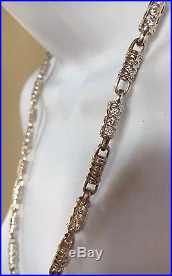 New 925 Hallmarked Sterling Silver 65 Grams 28 Inch Cubic Zirconia Chain