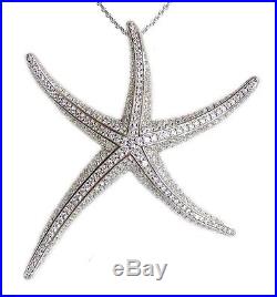 New. 925 Sterling Silver Cubic Zirconia Starfish Pendant Necklace