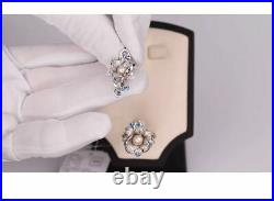 New 925 sterling silver earrings Flower, with cubic zirkonia and pearl