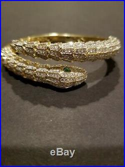 New Cubic Zirconia 18k Gold Over Sterling Silver Snake Serpent Bracelet cote d'a
