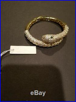 New Cubic Zirconia 18k Gold Over Sterling Silver Snake Serpent Bracelet cote d'a