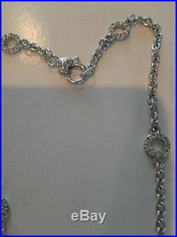 New Judith Ripka Sterling Cubic Zirconia Chain Necklace with CZ Heart Enhancer