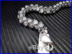 New Mens Sterling Silver 360 Bracelet C. Z Cubic Zirconia Round Cut Bezel Setting