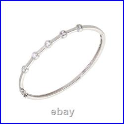 New Sterling Silver Cubic Zirconia 5 Stone Ladies Bangle For Her