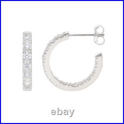 New Sterling Silver Cubic Zirconia Set Hoop Earrings Silver For Her