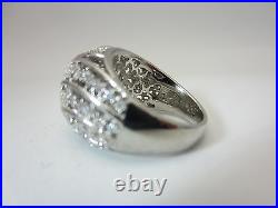 New Sterling silver cubic zirconia ring dome micro pave CZ