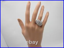 New Sterling silver cubic zirconia ring dome micro pave CZ