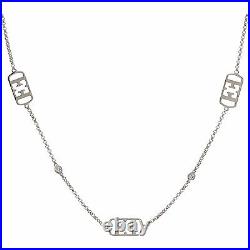 Nib-escada Sterling Silver Emblem Cubic Zirconia Logo Necklace $375