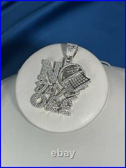No Days Off Style White Finish 925 Sterling Silver Pendant Cubic Zirconia Stones