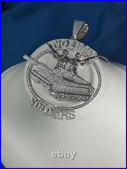 No Limit SoldierS 925 Sterling Silver Pendant Cubic Zirconia Stones Iced Out