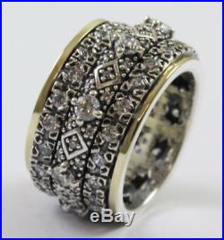 OR PAZ. 925 Sterling Silver & 14K Cubic Zirconia Spinner Ring, Size 7, Israel
