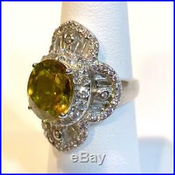 Oval Color Change Diaspore & Cubic Zirconia Sterling Silver Filigree Ring Size 6