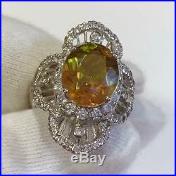 Oval Color Change Diaspore & Cubic Zirconia Sterling Silver Filigree Ring Size 6