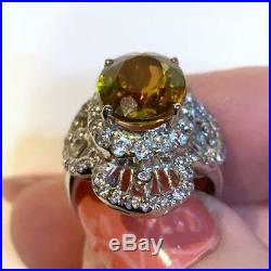 Oval Color Change Diaspore & Cubic Zirconia Sterling Silver Filigree Ring Size 6