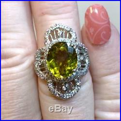 Oval Color Change Diaspore & Cubic Zirconia Sterling Silver Filigree Ring Size 6