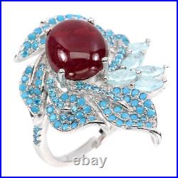 Oval Red Ruby 11x9mm Cubic Zirconia White Gold Plate 925 Sterling Silver Ring