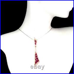 Oval Red Ruby 5x3mm Cubic Zirconia 2-Tone 925 Sterling Silver Necklace 18 Inches