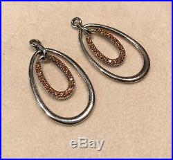 PANDORA. 925 Silver Orange Cubic Zirconia Compose Earring Charms #290630OCZ
