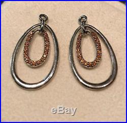 PANDORA. 925 Silver Orange Cubic Zirconia Compose Earring Charms #290630OCZ