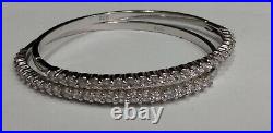 Pair Of Sparkly Cubic Zirconia Sterling Silver 925 Bangle Bracelets